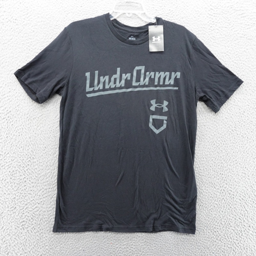 Under Armour Mens Baseball Script Graphic T-Shirt Black Medium NEW